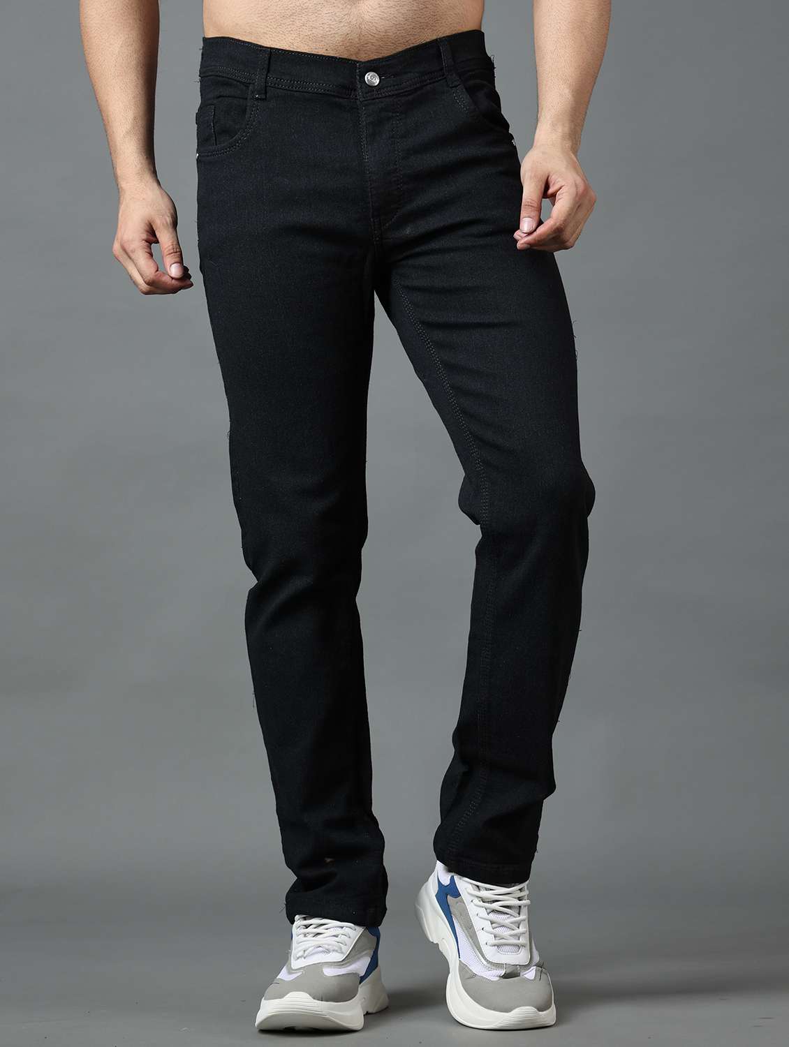 mens relaxed fit plain jeans