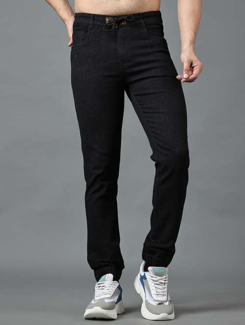 black cotton blend joggers - 19566729 -  Standard Image - 0