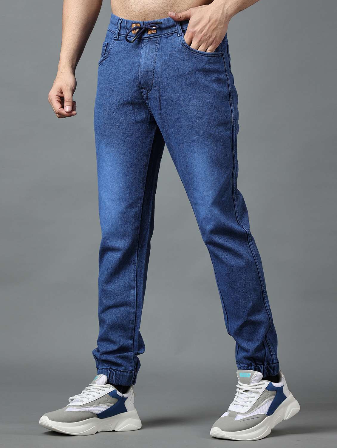 blue cotton blend joggers - 19566731 -  Standard Image - 1