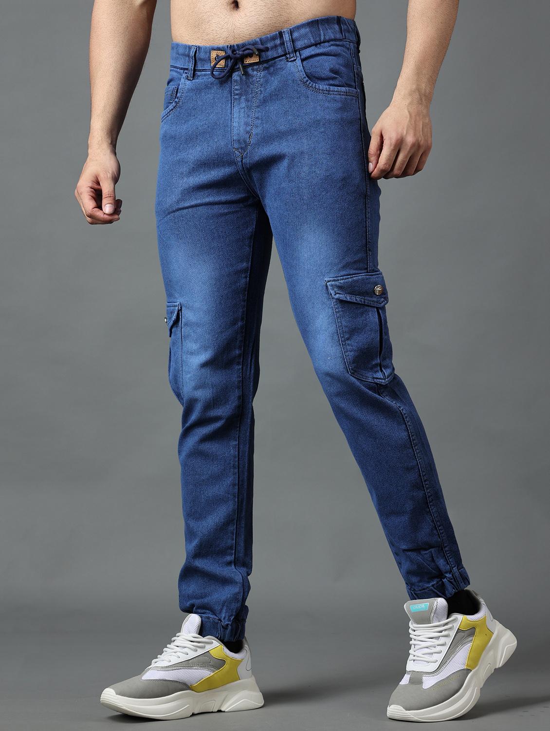 dark blue cotton blend joggers - 19566735 - Standard Image - 1