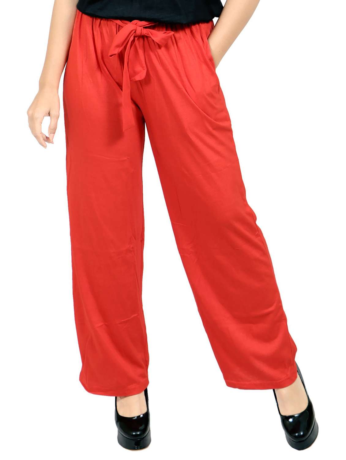 red cotton wide legtrouser