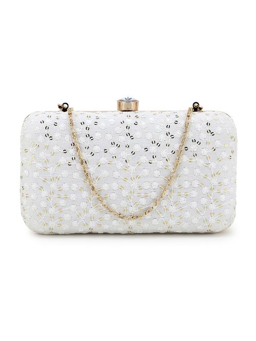 white faux silk box clutch - 19567055 - Standard Image - 0