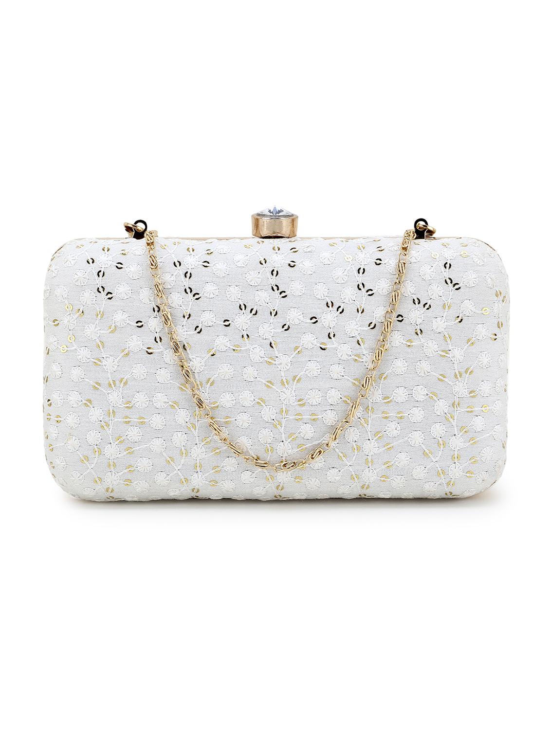 white faux silk box clutch - 19567055 - Zoom Image - 0