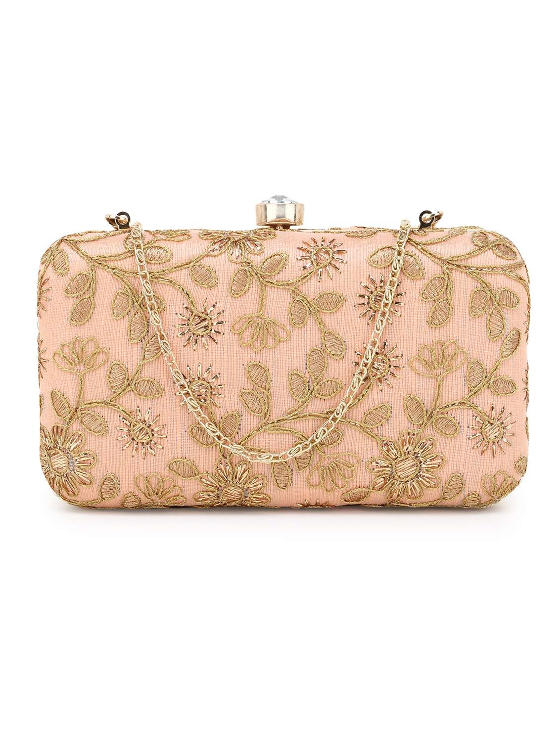 pink faux silk box clutch
