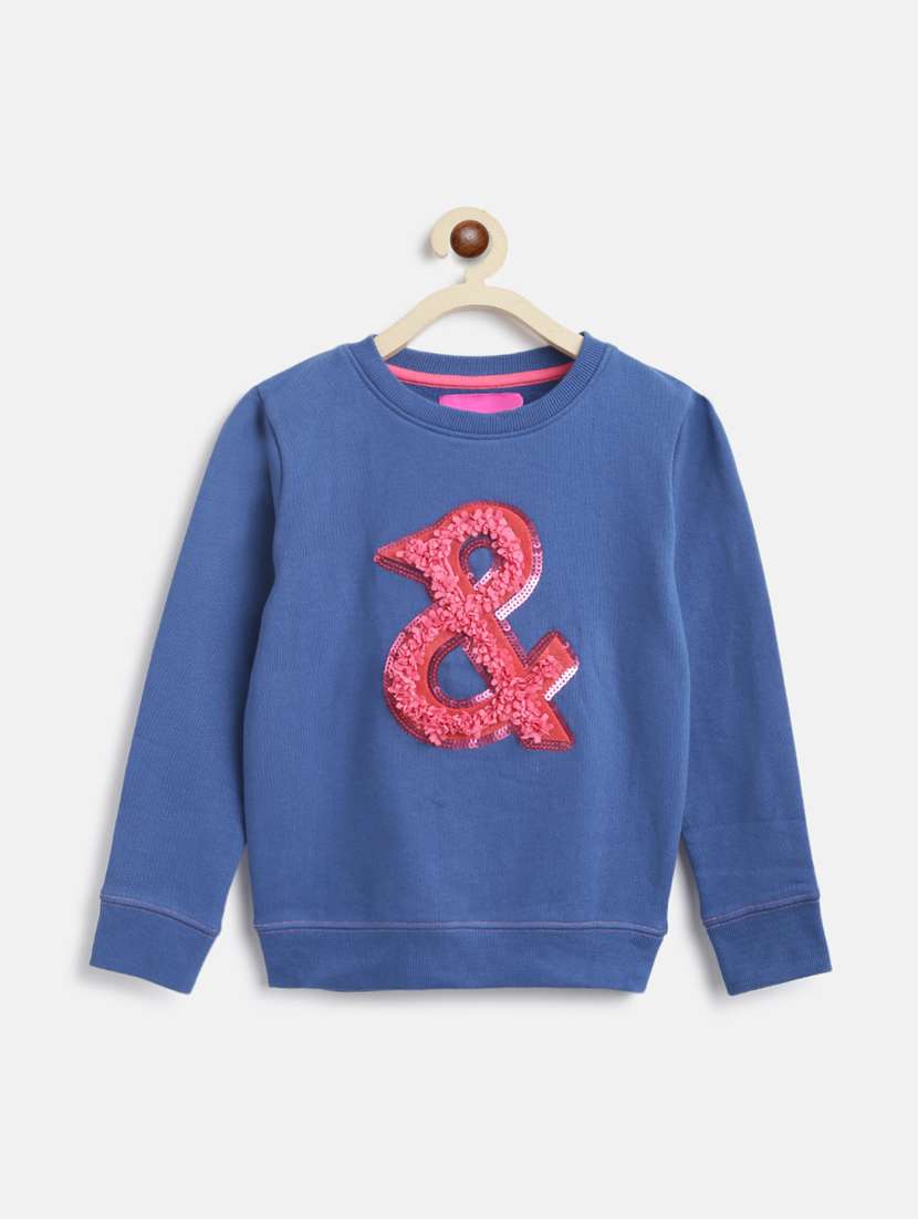 front print round neck sweatshirt