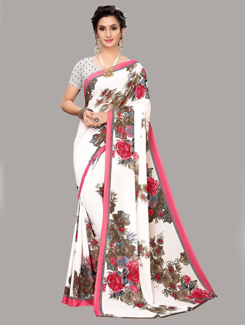 pack of 2 printed sarees with blouse - 19567194 - Standard Image - 1