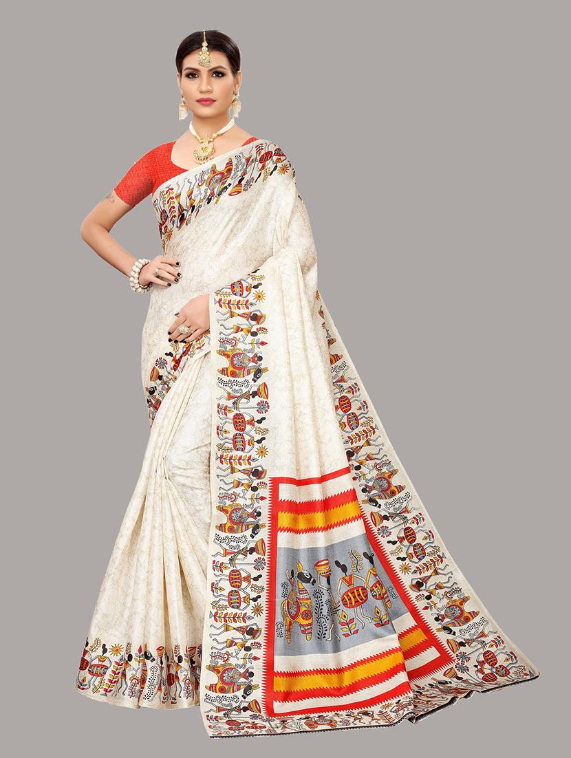 pack of 2 printed sarees with blouse - 19567219 - Standard Image - 1