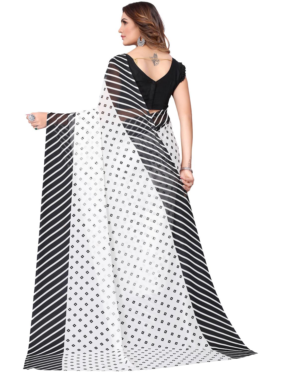 self design printed saree with blouse - 19567696 - Standard Image - 1