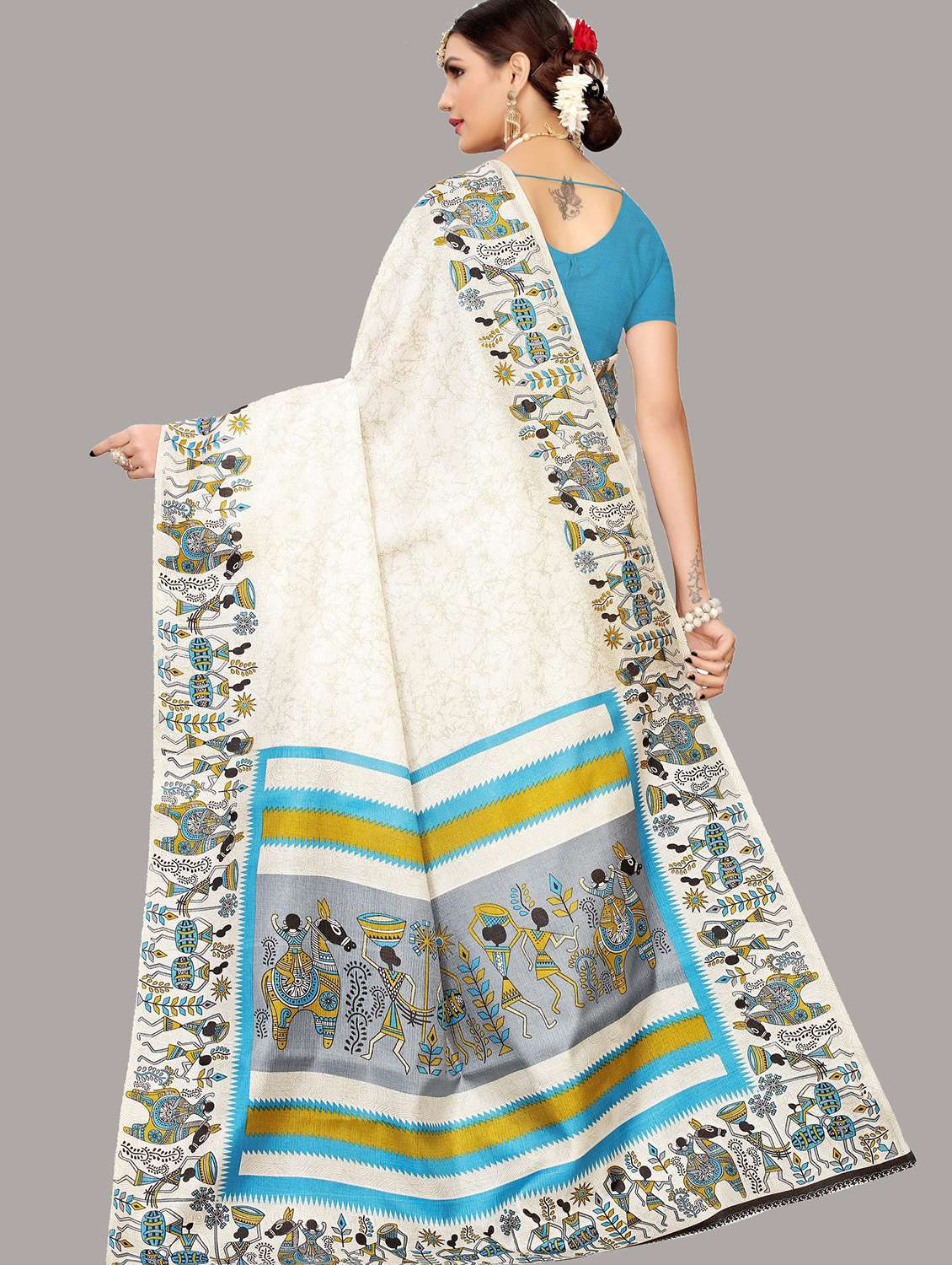 self design printed saree with blouse - 19567703 -  Standard Image - 1