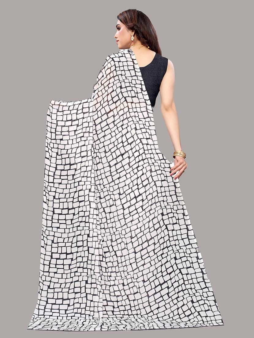 self design printed saree with blouse - 19567704 -  Standard Image - 1