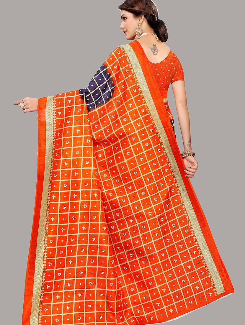 checkered printed saree with blouse - 19567799 -  Standard Image - 1