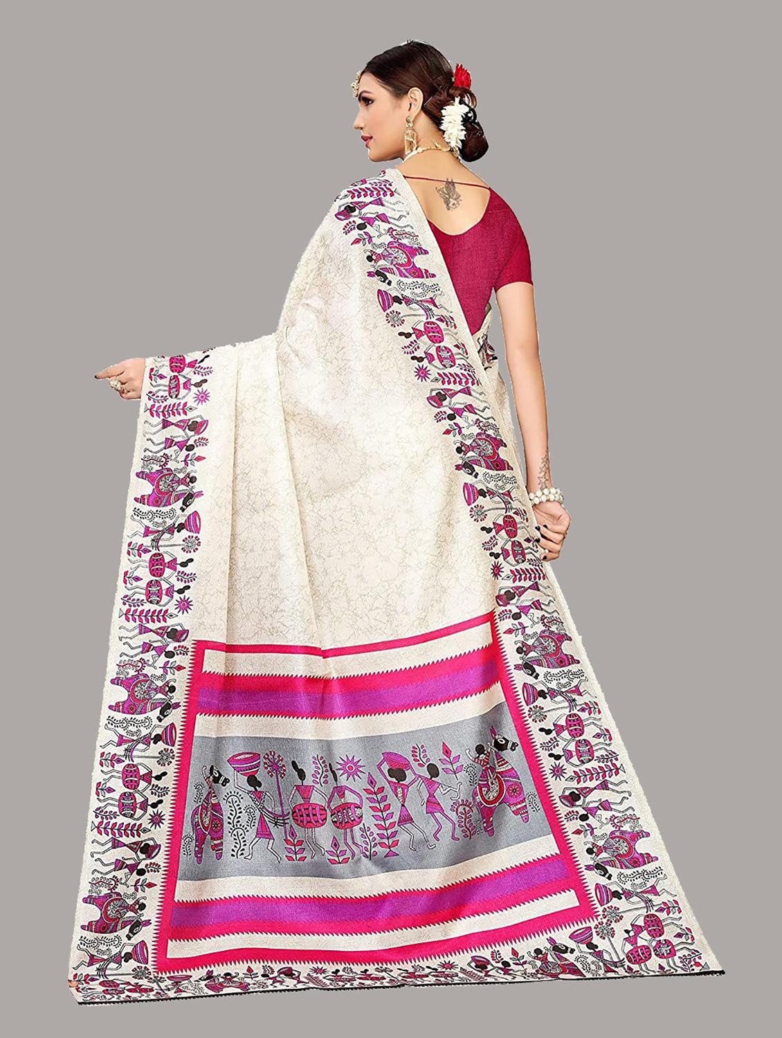 art silk warli printed saree with blouse - 19567825 - Standard Image - 1