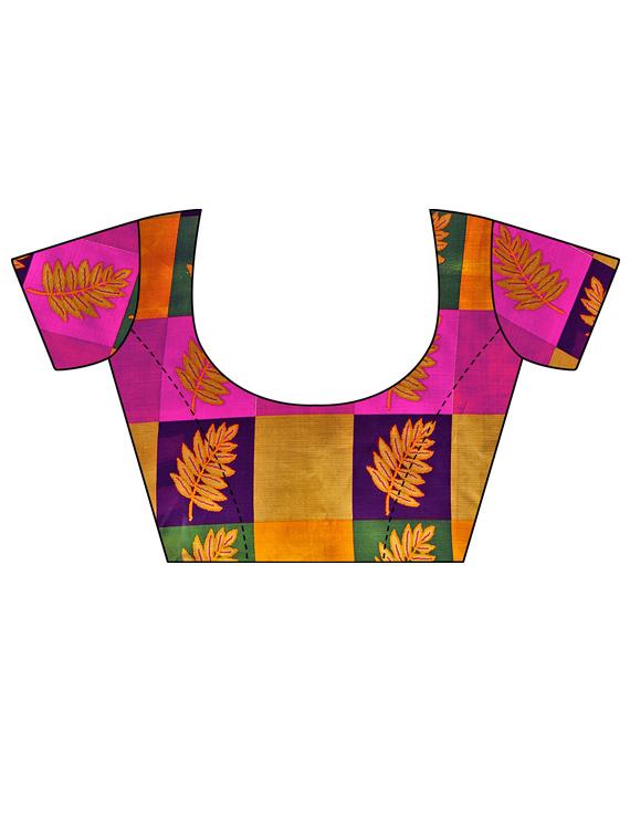 color block printed saree with blouse - 19567856 - Standard Image - 1