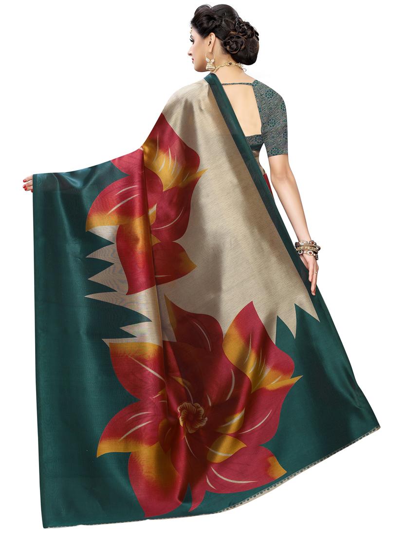 art silk printed saree with blouse - 19568107 - Standard Image - 1