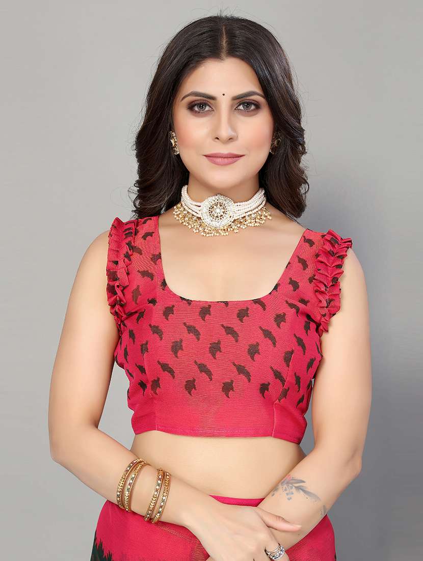 chiffon printed saree with blouse - 19568313 -  Standard Image - 4