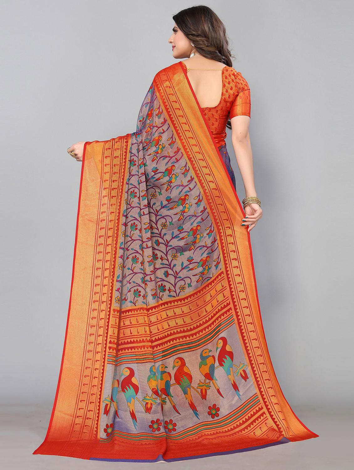 grey woven self design saree with blouse  - 19568343 -  Standard Image - 1