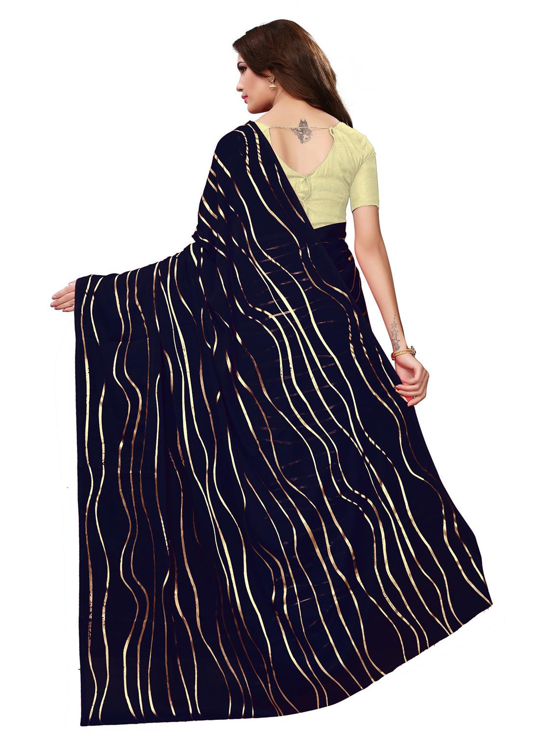 dark blue leheriya self design saree with blouse - 19568402 - Standard Image - 1
