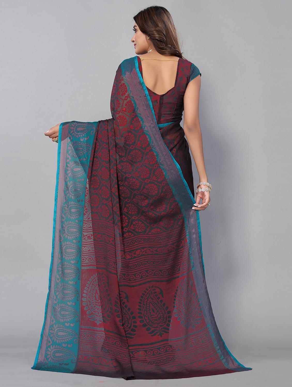 maroon woven self design  saree with  blouse  with blouse - 19568406 -  Standard Image - 1