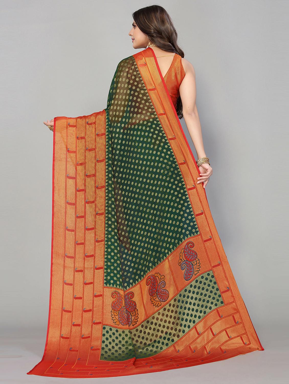 light green woven self design saree with blouse - 19568420 - Standard Image - 1