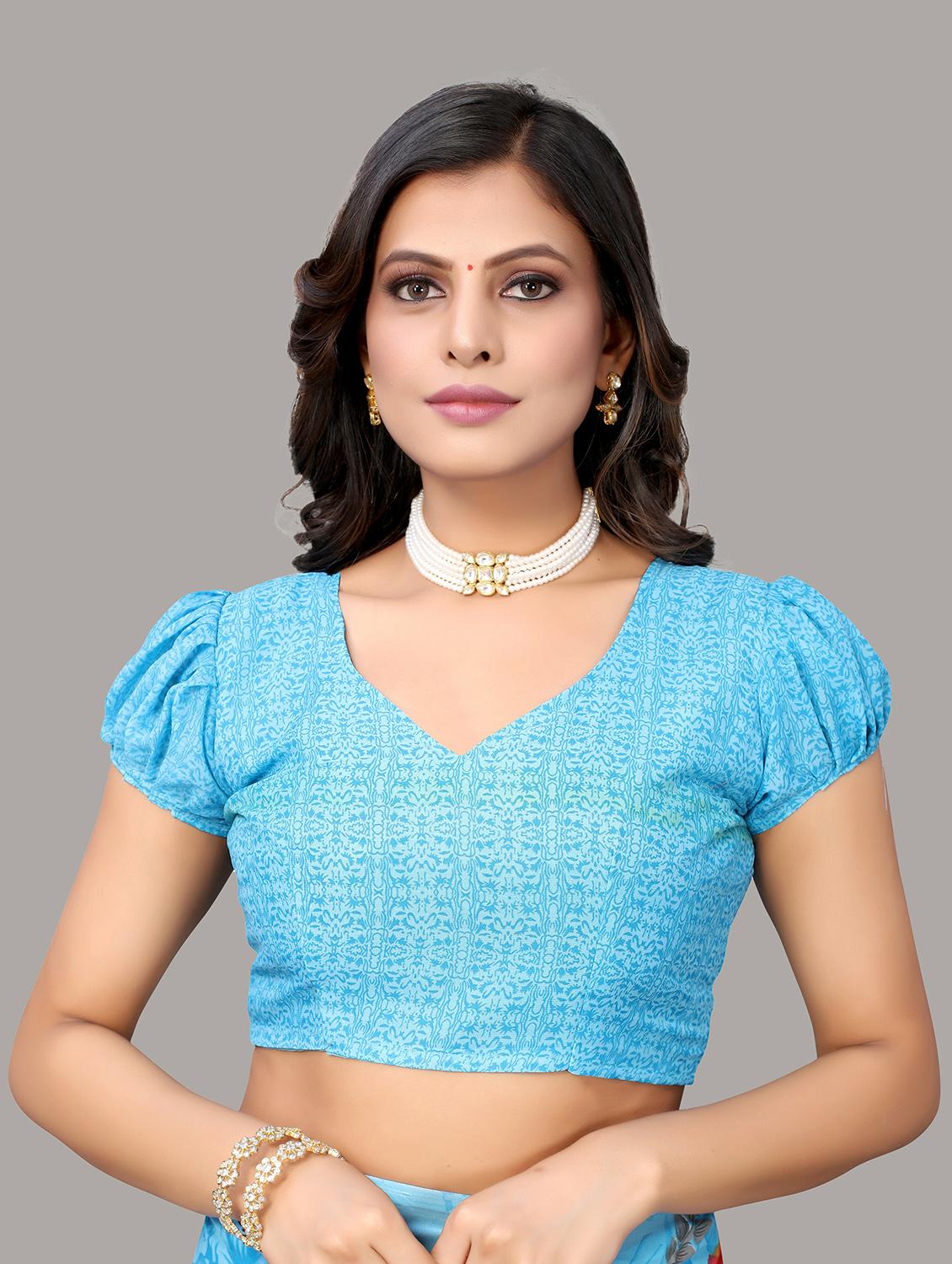 blue georgette printed woven saree with blouse - 19568585 -  Standard Image - 1
