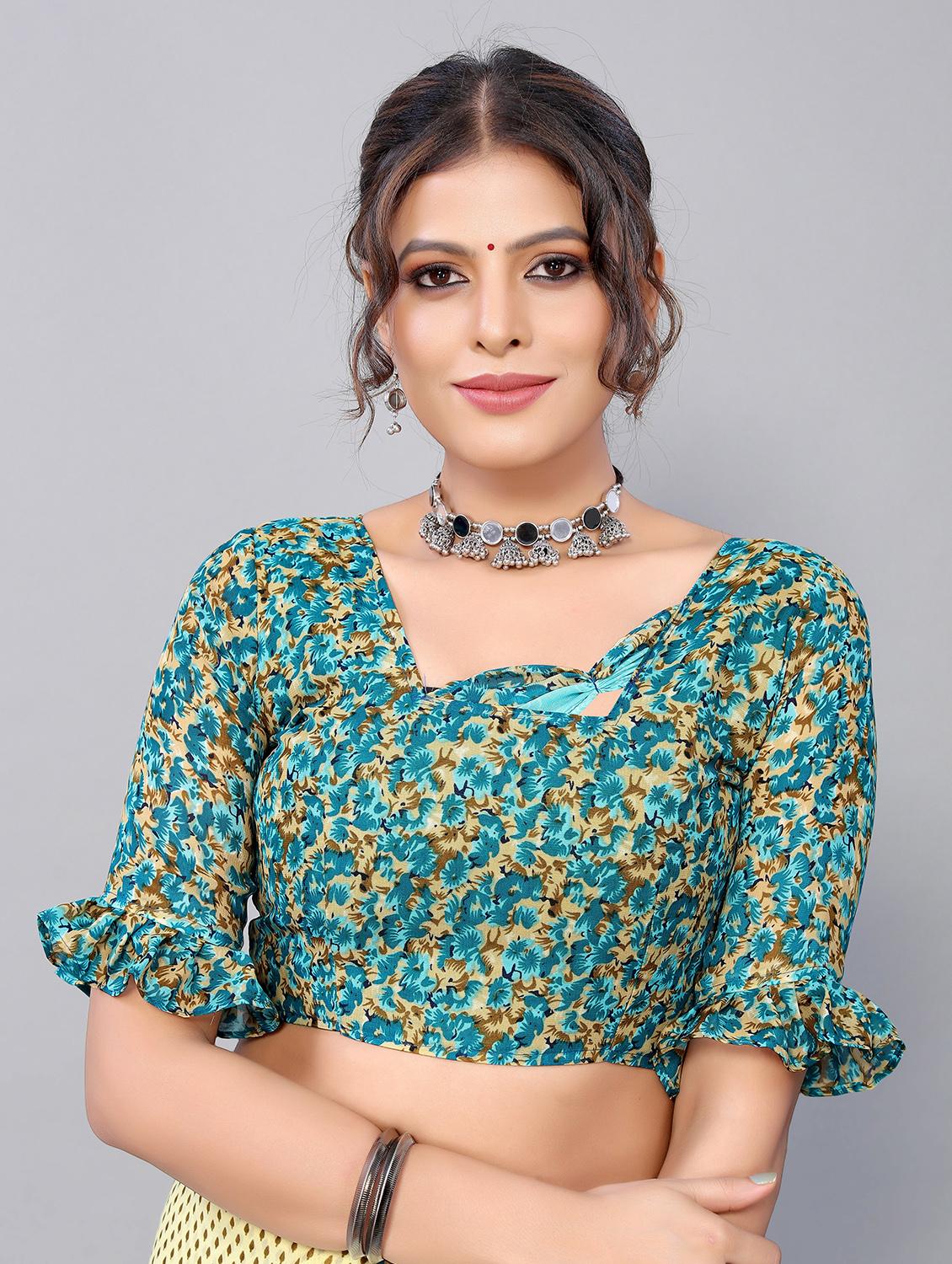 beige georgette printed saree with blouse - 19568654 - Standard Image - 4