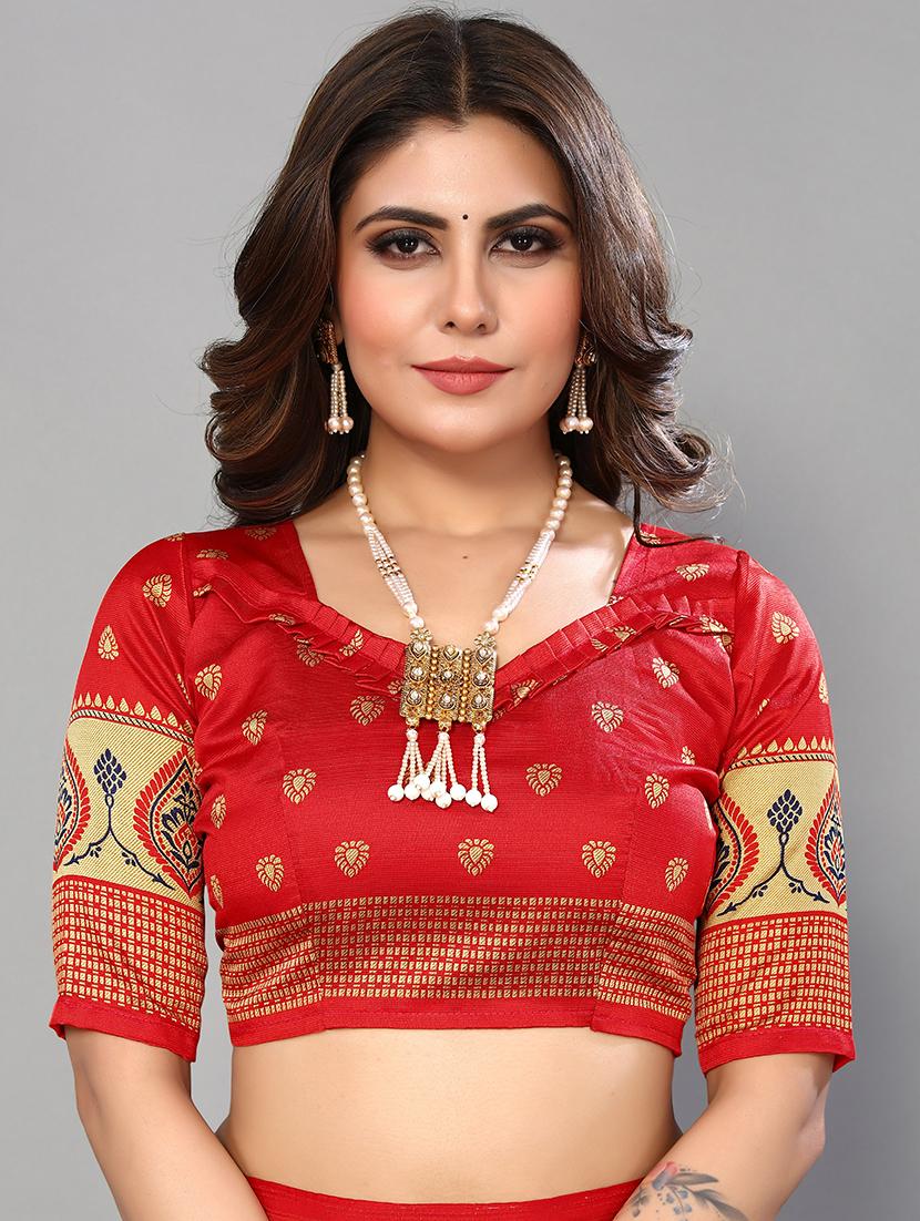 red art silk woven saree with blouse - 19568724 - Standard Image - 1