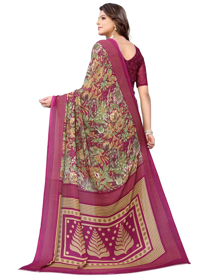 Purple Georgette Printed Saree With Blouse - 19568758 -  Standard Image - 1