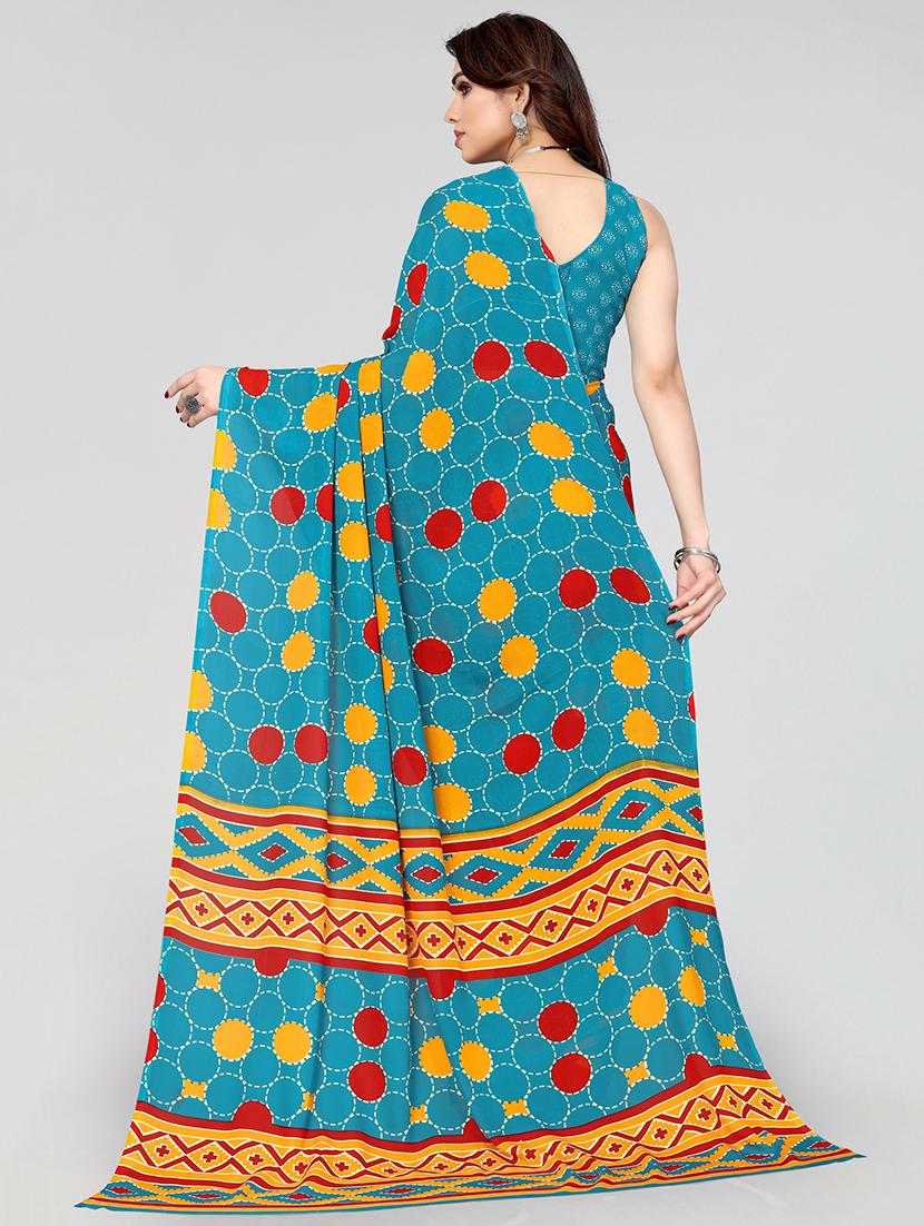 light blue georgette printed woven saree with blouse - 19568794 - Standard Image - 1