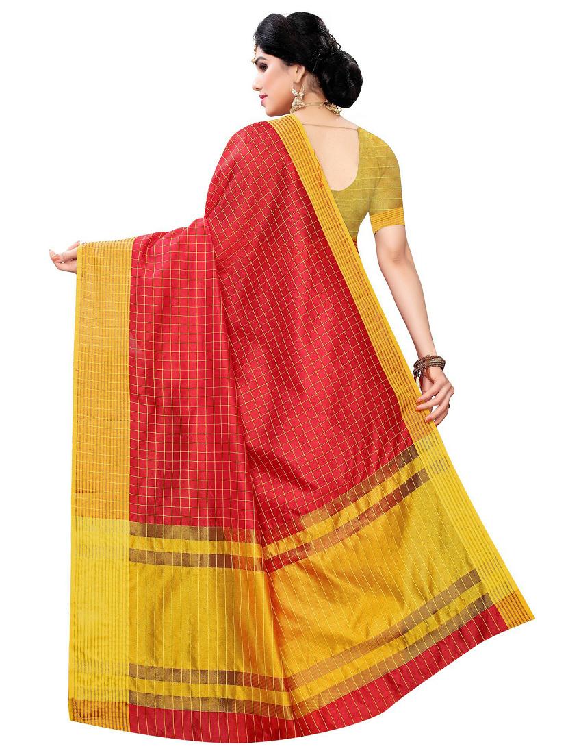check printed self design saree - 19569368 -  Standard Image - 1