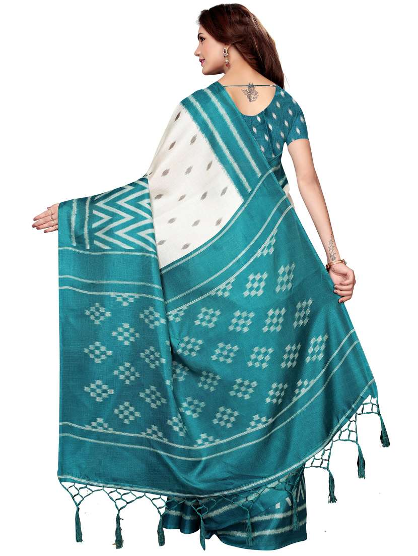 ikkat printed saree with blouse - 19569408 -  Standard Image - 1
