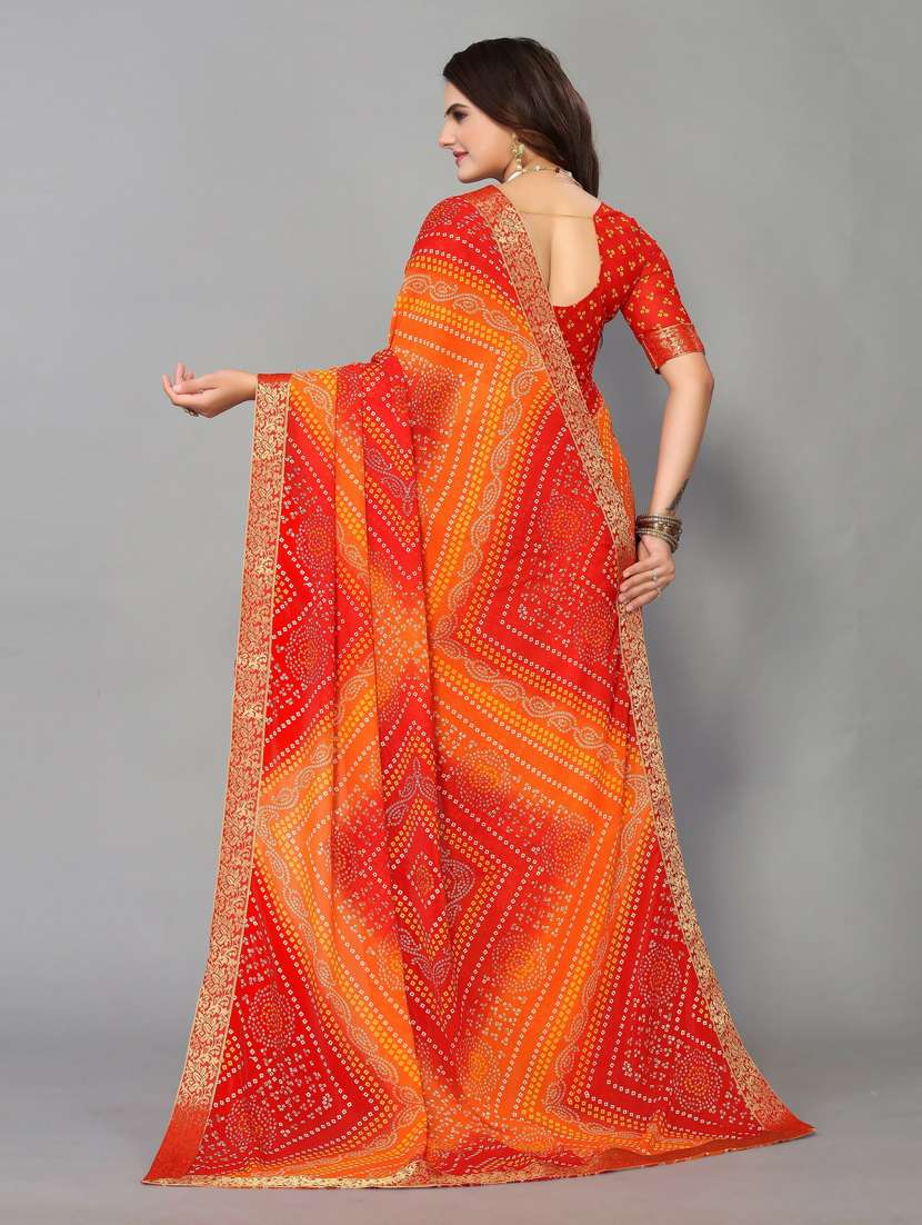 georgette bandhani saree with blouse - 19569450 -  Standard Image - 1