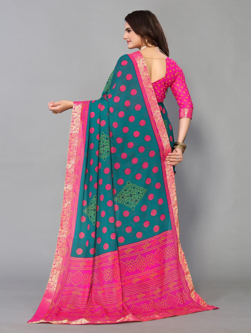 georgette bandhani saree with blouse - 19569486 - Standard Image - 1