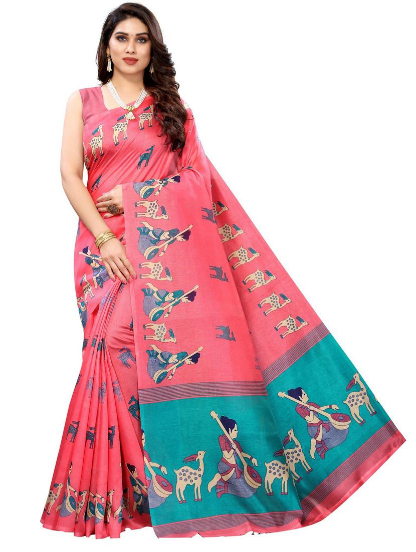 pack off 3 printed sarees with blouse - 19571293 - Standard Image - 1