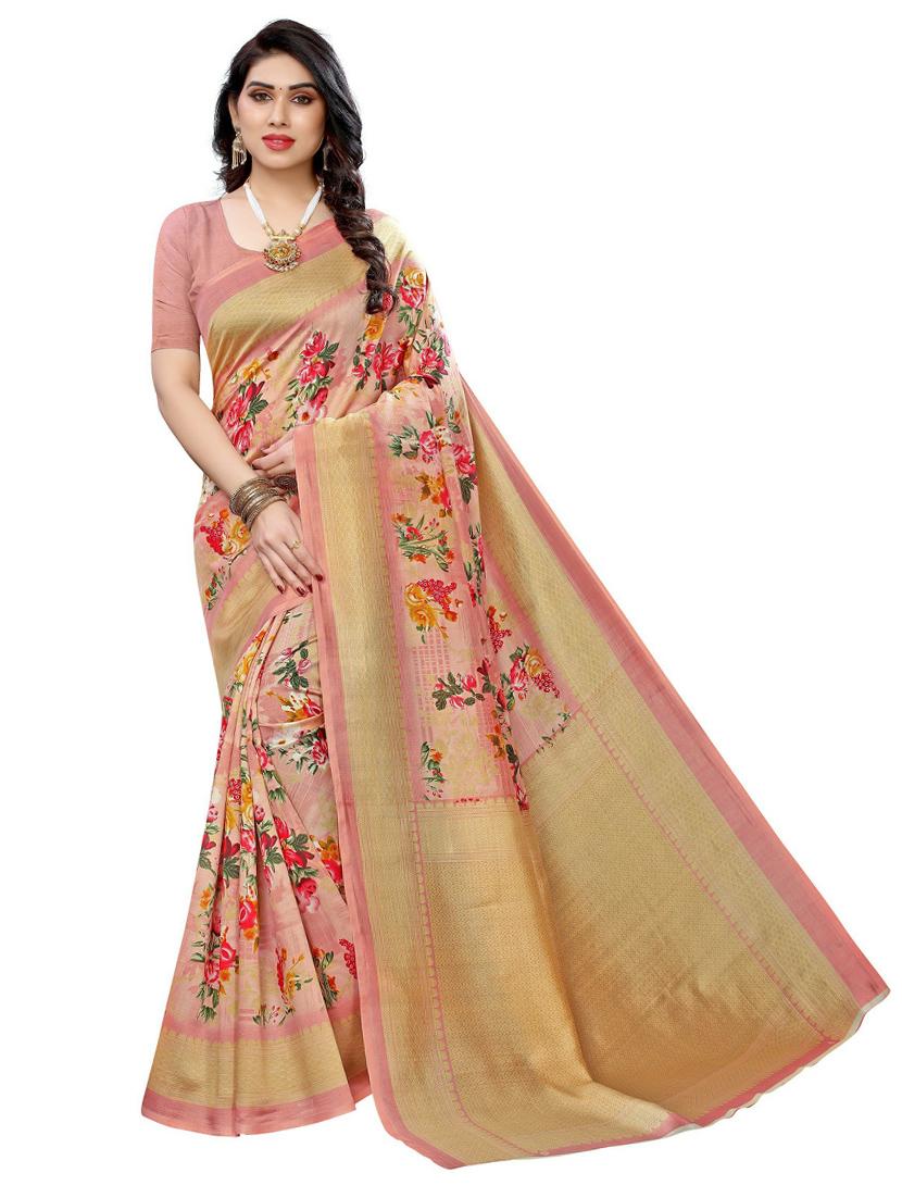 pack off 3 printed sarees with blouse - 19571311 - Standard Image - 1