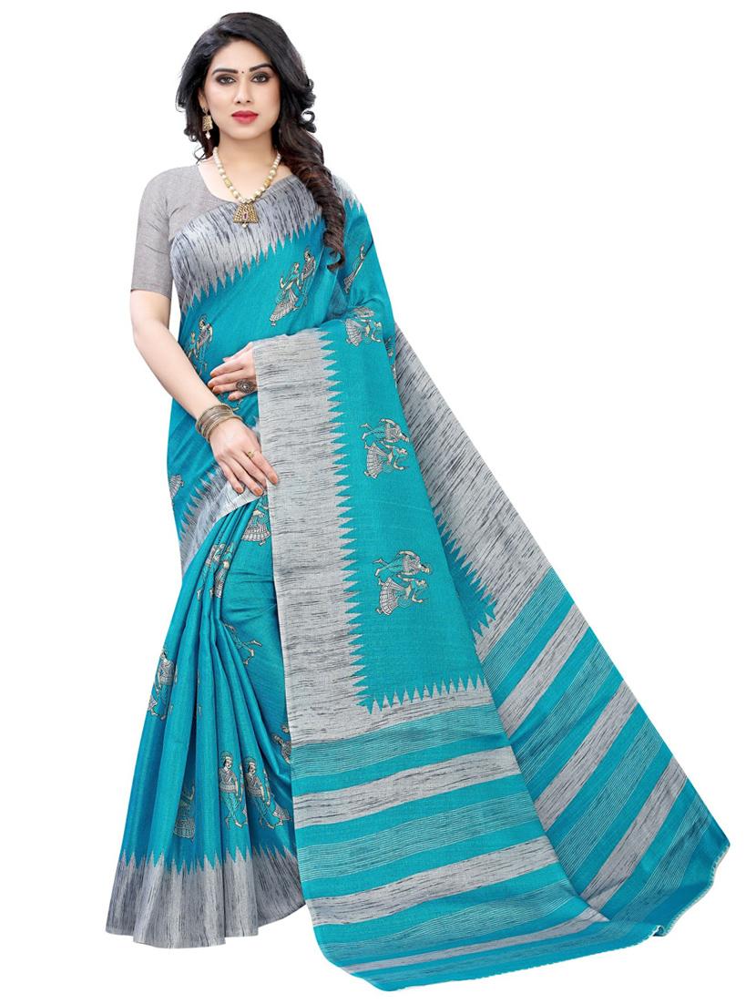 pack off 3 printed sarees with blouse - 19571318 - Standard Image - 1
