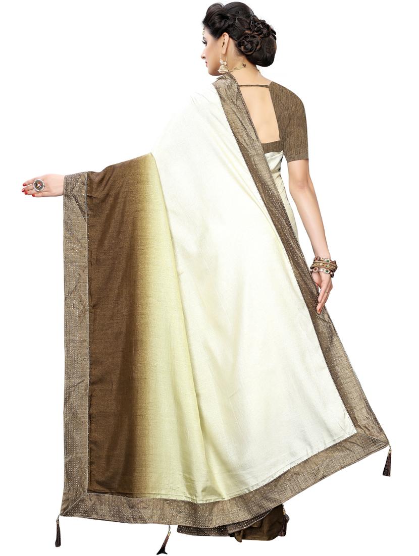 ombre print bordered saree with blouse - 19572288 - Standard Image - 1