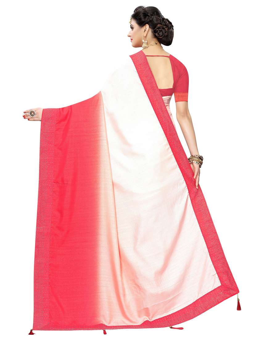 ombre print bordered saree with blouse - 19572291 -  Standard Image - 1