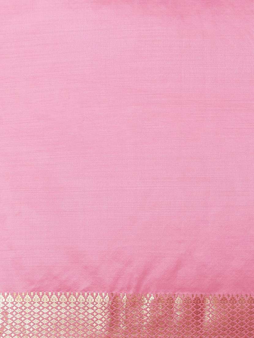 solid pink saree with blouse - 19572720 -  Standard Image - 4