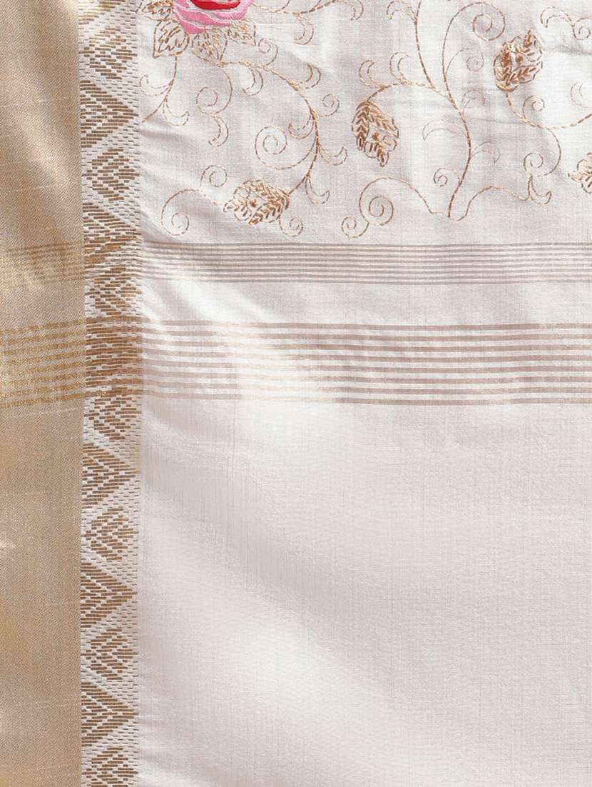 women's self design pearl grey colored saree with blouse - 19572730 -  Standard Image - 4