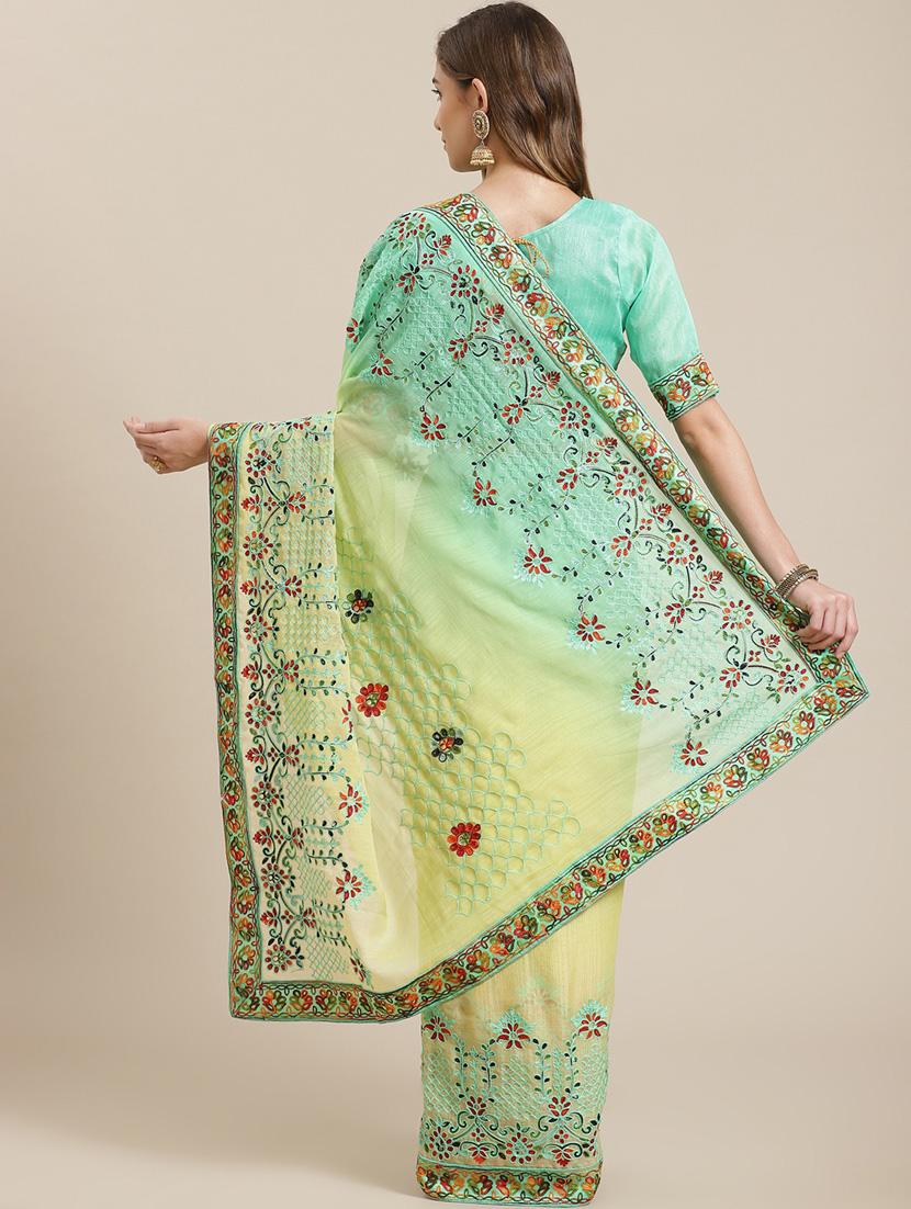 solid net saree with blouse - 19572732 - Standard Image - 1