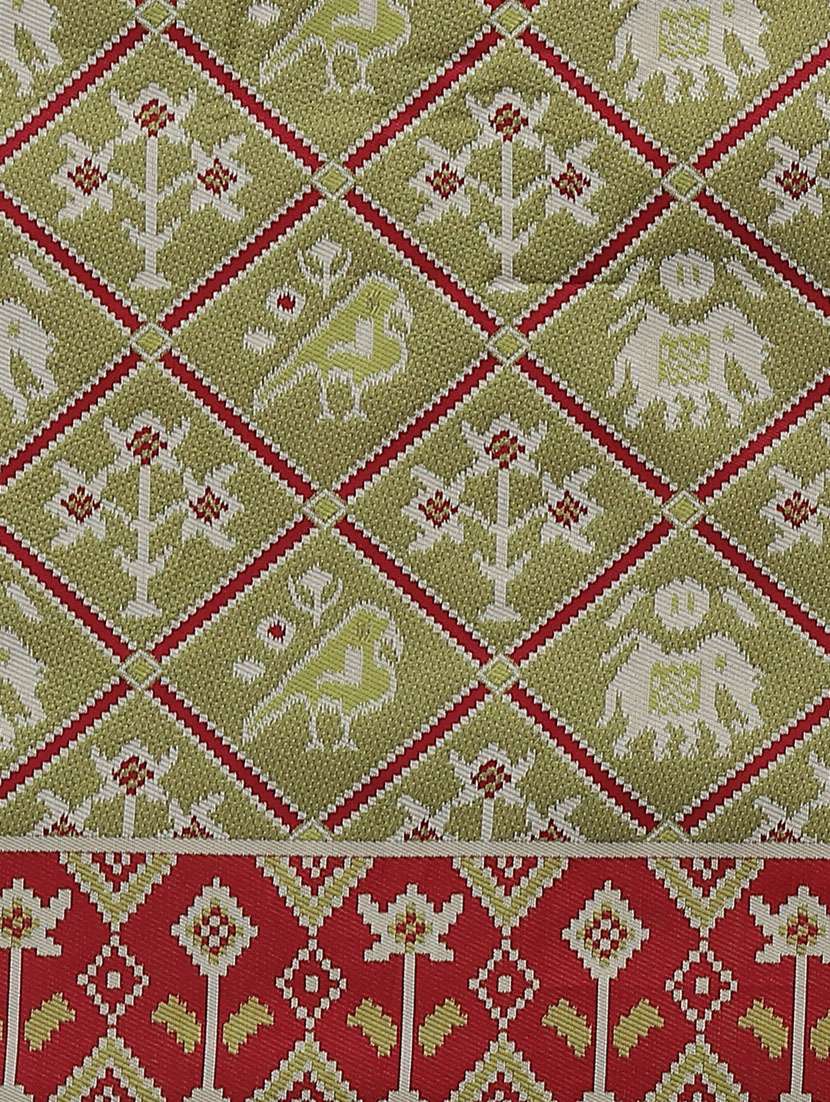 women's self design olive colored saree with blouse - 19572737 -  Standard Image - 4