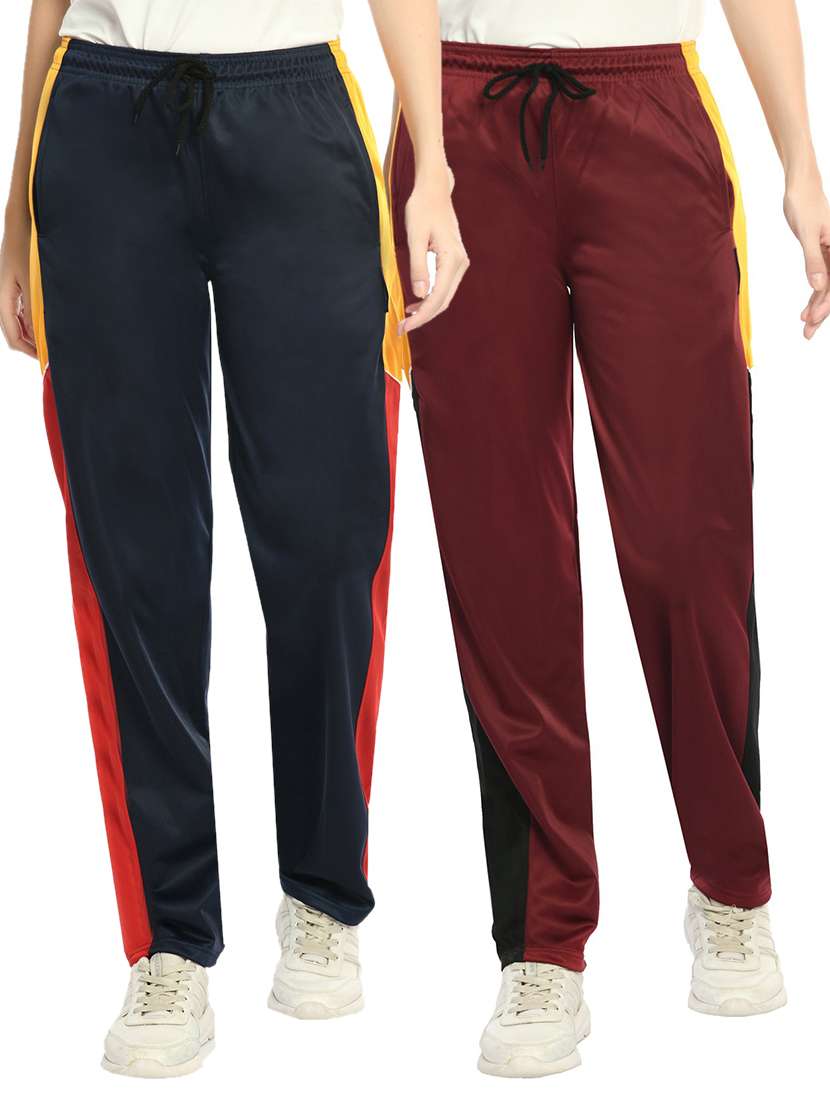 women mid rise track pant combo