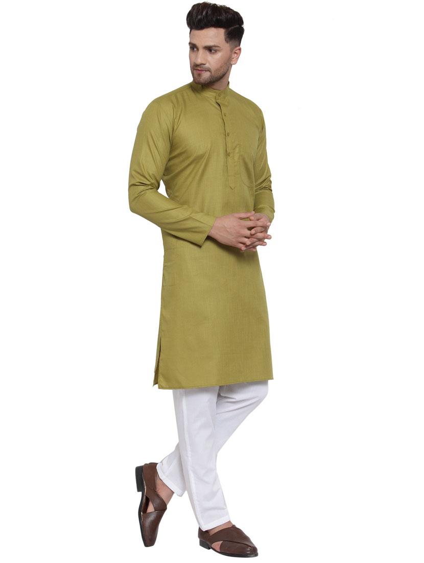 olive kurta pyjama ethnic wear set - 19578141 - Standard Image - 1