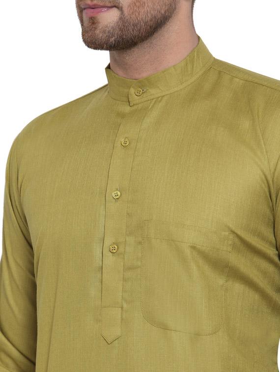 olive kurta pyjama ethnic wear set - 19578141 - Standard Image - 4