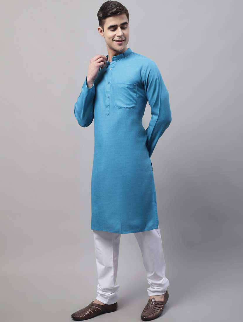 teal kurta pyjama ethnic wear set