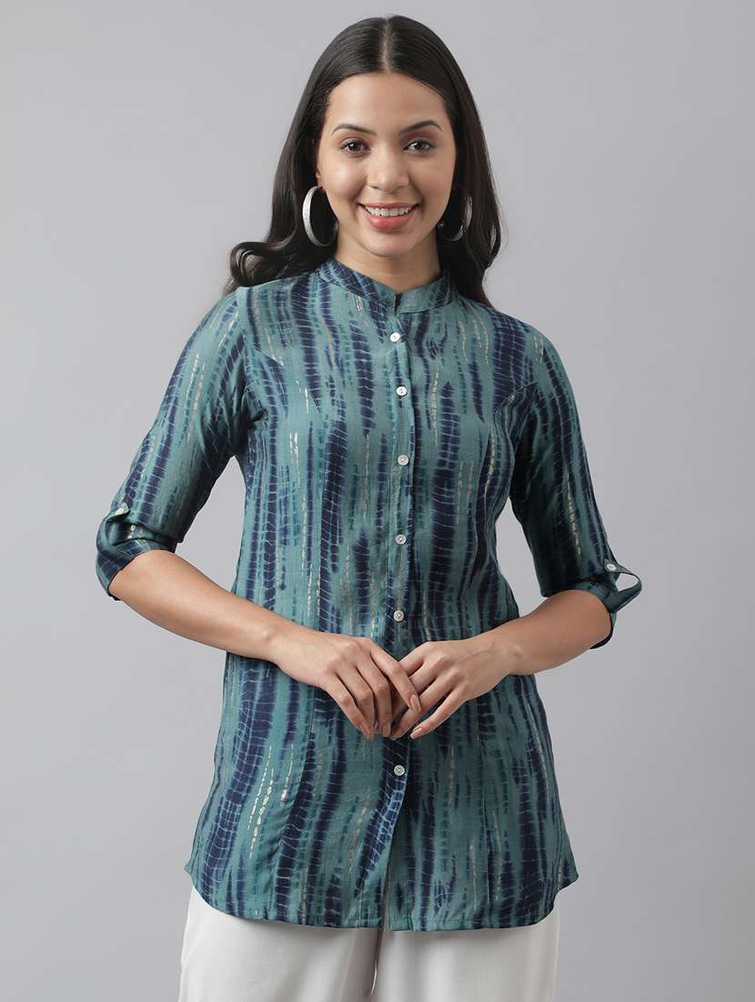 women's a line mandarin neck top