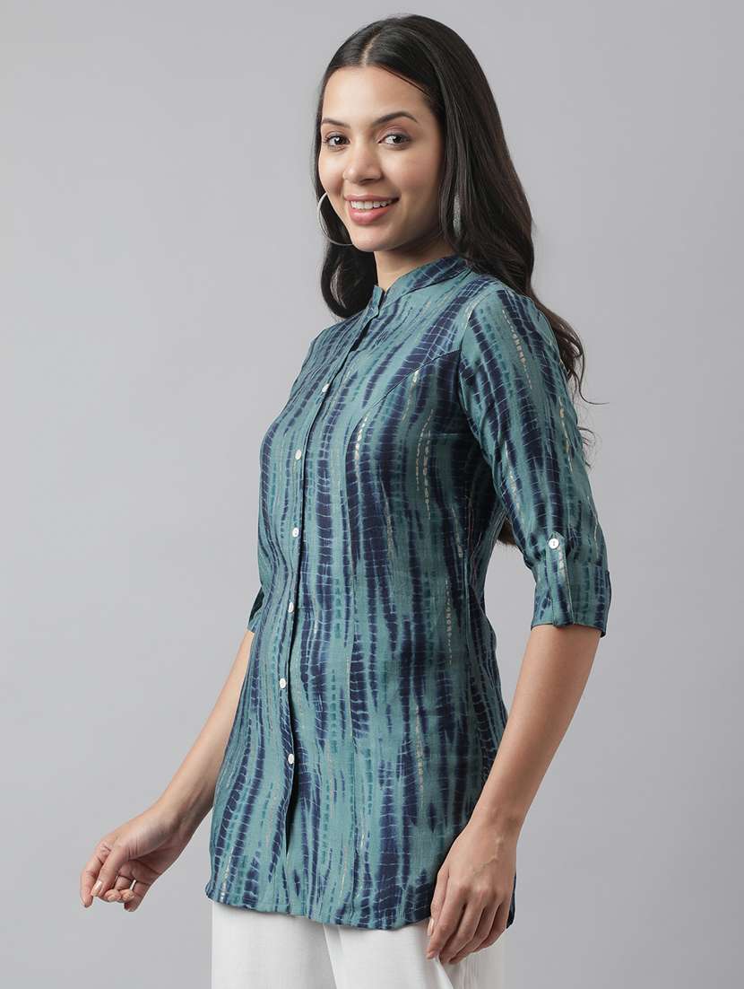 Women's A Line Mandarin Neck Top - 19578182 -  Standard Image - 1