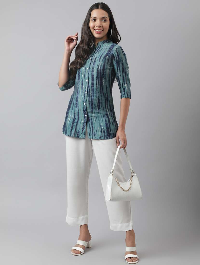 Women's A Line Mandarin Neck Top - 19578182 -  Standard Image - 4