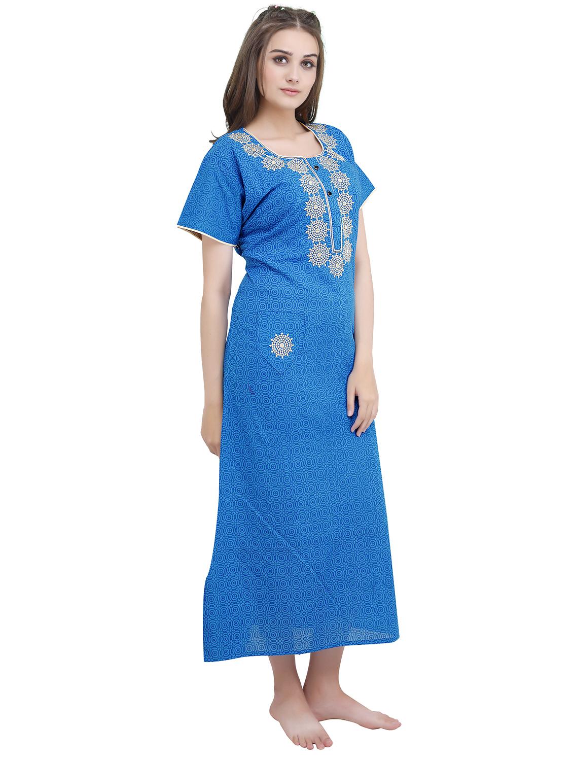 embroidered neck sleepshirts & nighty - 19578473 - Standard Image - 1