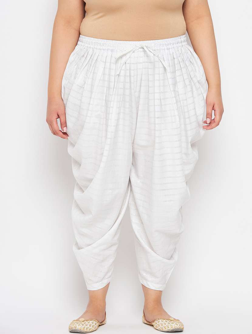 white rayon striped dhoti salwar